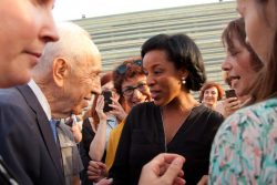 Mehereta Baruch-Ron (Deputy Mayor of Tel Aviv), with former Israeli President Shimon Peres