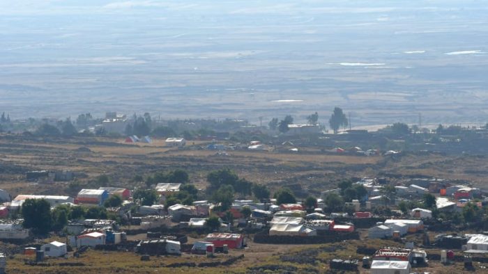 Makeshift encampments housing Syrians fleeing from Daraa, as seen from the Israeli side of the Golan Heights. June 29, 2018 credit: Gil Eliyahu
