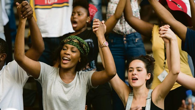 Women – such as these at the University of Pretoria – took the lead in the #FeesMustFall protests, which happened shortly after the Hiddingh Campus protest that spoke out against harassment at the hands of men within the movement. PHOTO: HERMAN VERWEY