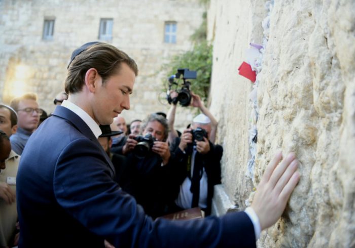 Sebastian Kurz visits the Western Wall, June 10, 2018. (photo credit: AVI HAYUN)