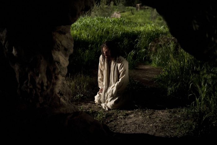 A portrayal of Jesus praying in the Garden of Gethsemane (www.lds.org)