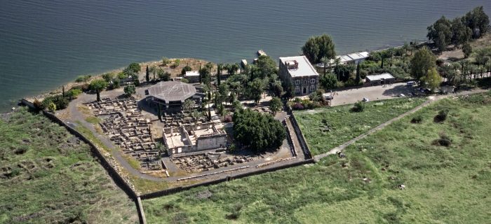 Capernaum, in the Galilee, and the Lake of Galilee. An aerial view of the region. Photo taken by Mordagan
